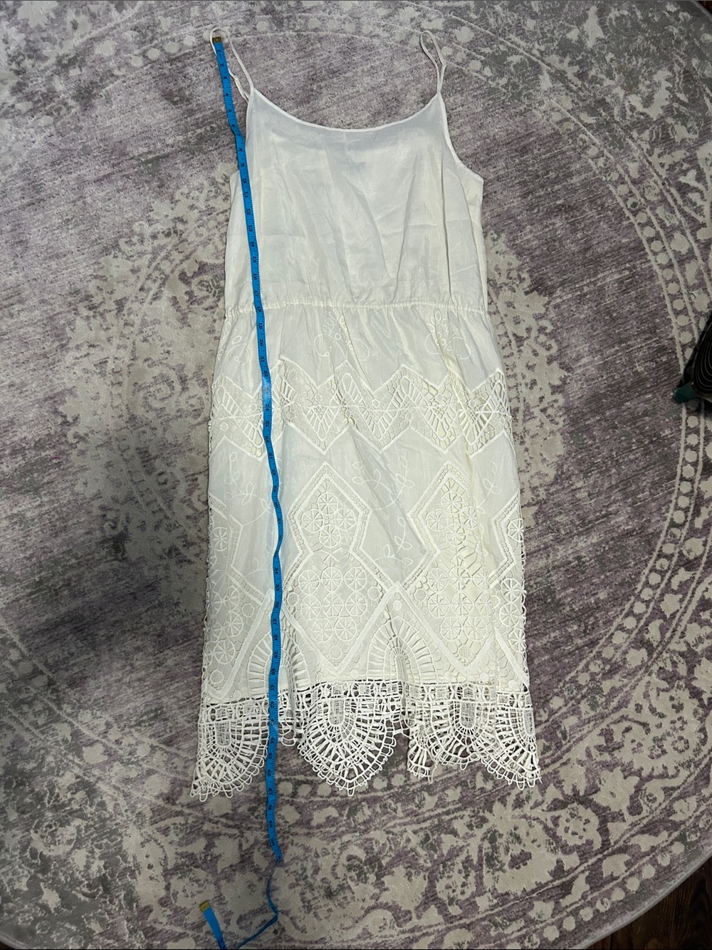 Vince Camuto off whiteLace-Trim Spaghetti Strap Dress LARGE